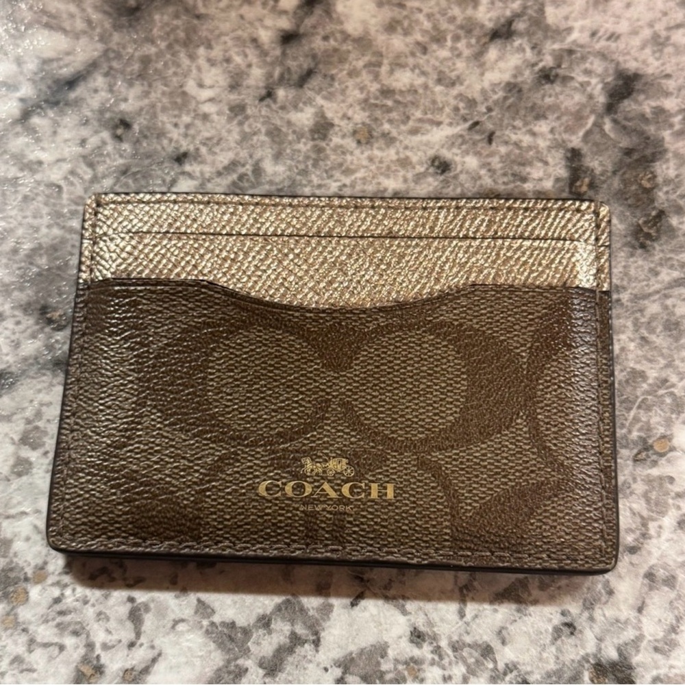 Coach Brown and Gold Card Holder